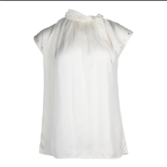 Sandro Tops - Sandro Paris White Courbe Studded Blouse